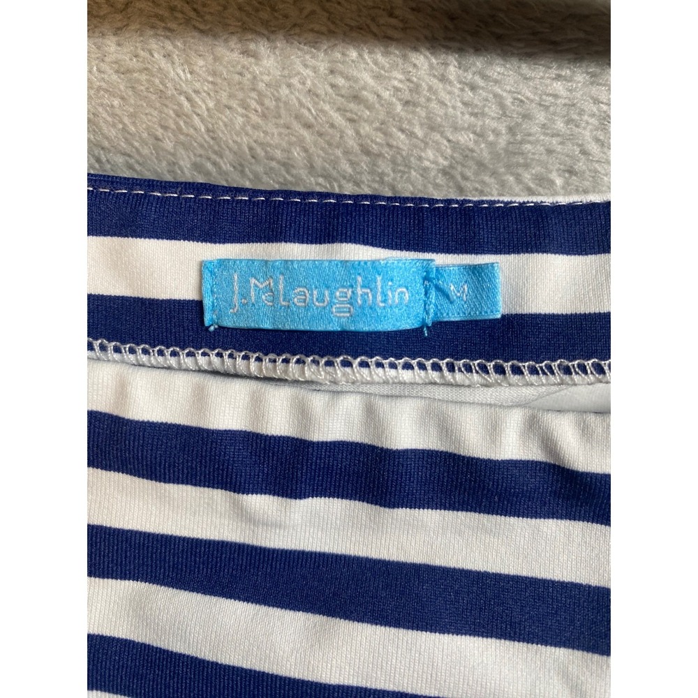 J.McLaughlin Striped Top Womens Medium Coastal Preppy Nautical Parisian Stretch - Picture 4 of 7